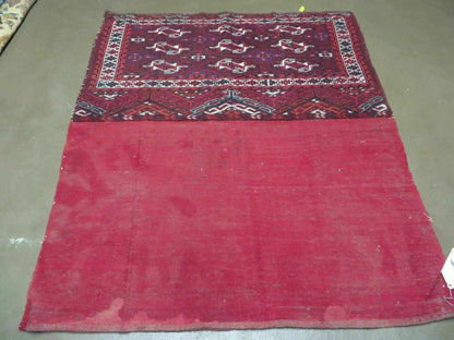 Antique Bokhara Turkoman Rug Yamud Wool Kilim Backing Handmade 1940s