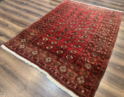 Antique Persian Turkoman Rug 5x6, Red