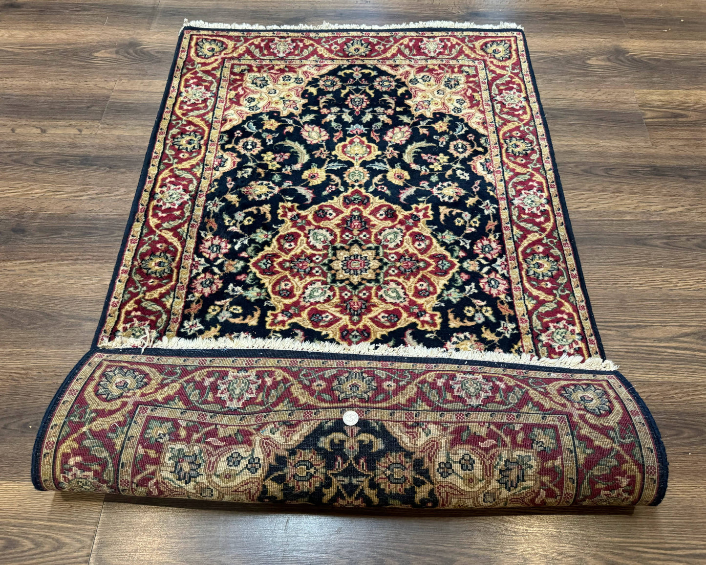 Pak Persian Sarouk Rug 3x5, Navy Blue and Red