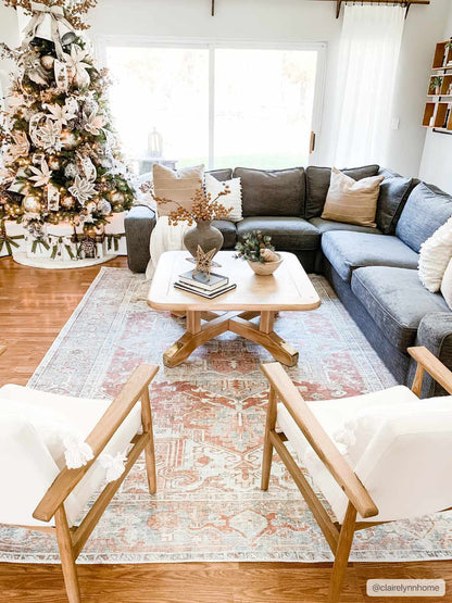 Washable Rust Area Rug - Stylish Durable Easy to Clean