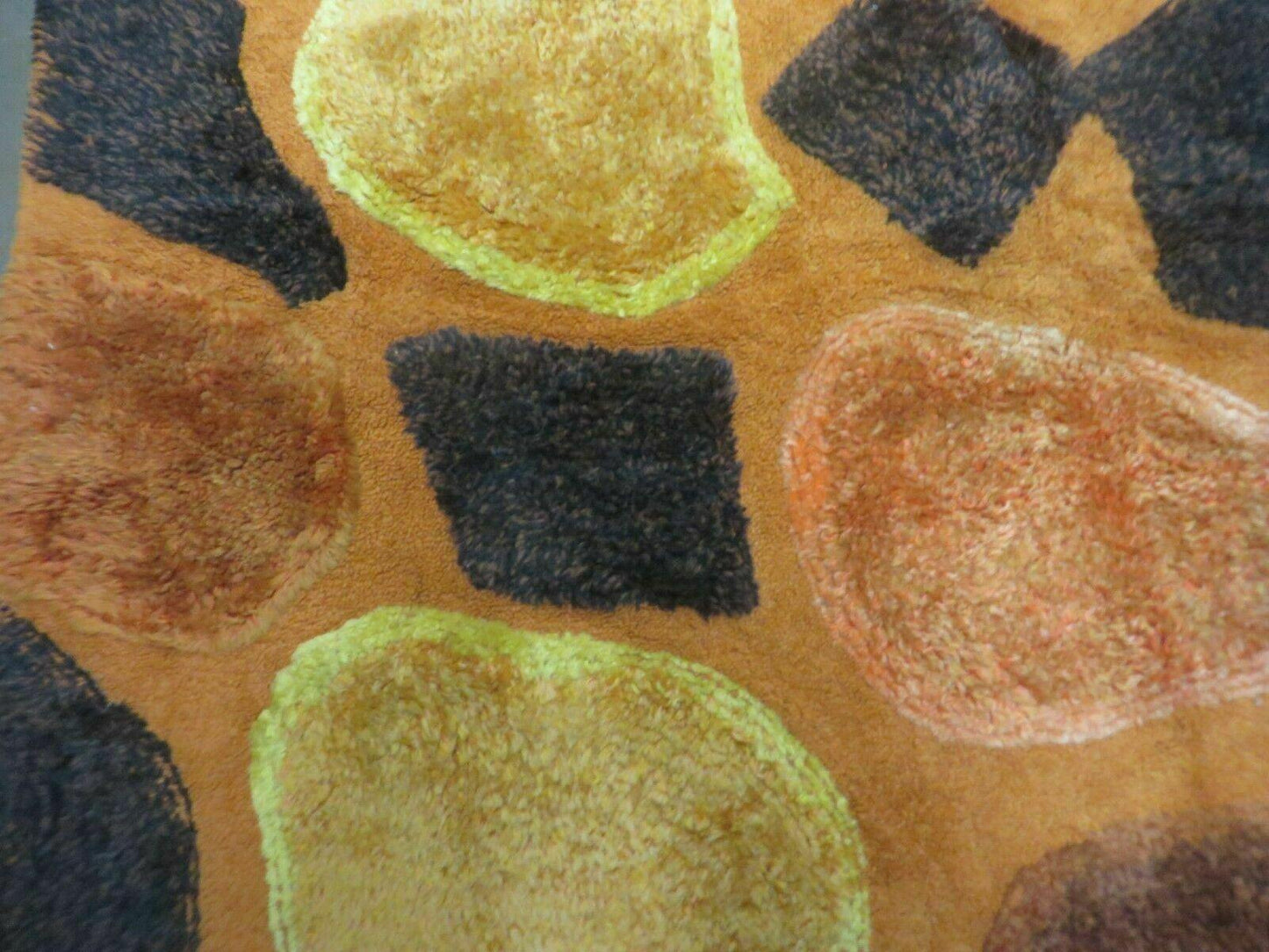 Handmade Wool Hooked Rug Abstract Modern Design 44 By 70 Inches From 1970s