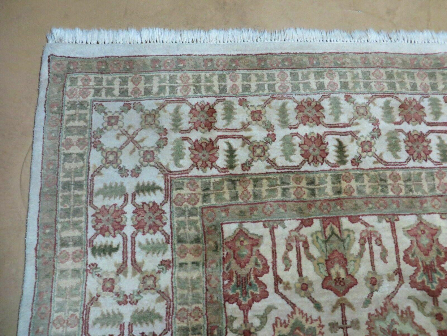 Handmade Wool Rug 8Ft 5In By 11Ft 8In Agra Floral Oriental Tea Washed