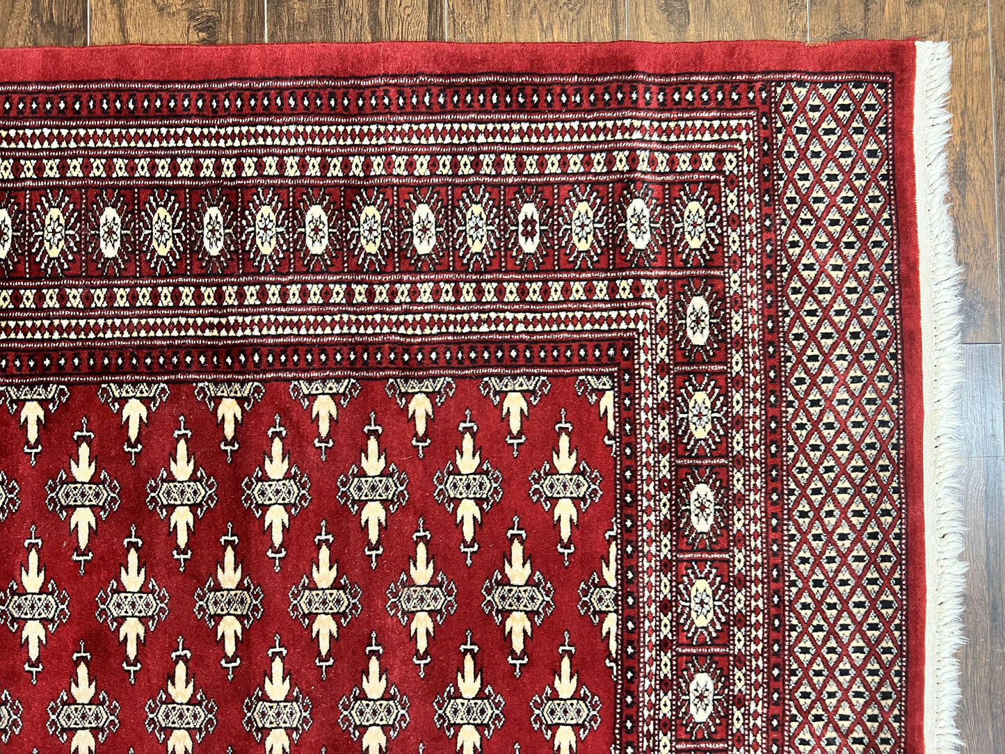 Pakistani Turkoman Bokhara Rug 6x9, Fine Wool Vintage Hand Knotted Handmade Yamud Oriental Carpet 6 x 9, Red Turkoman Rug, Tribal Rug
