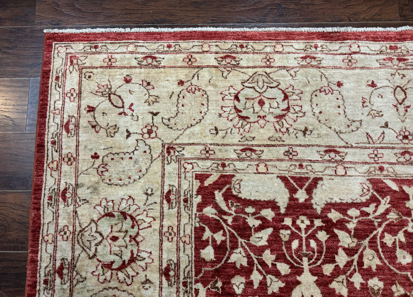 Handmade Pakistani Chobi Rug 8x10 Red Wool Area Rug For Living Room Decor