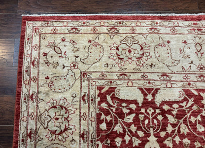 Handmade Pakistani Chobi Rug 8x10 Red Wool Area Rug For Living Room Decor