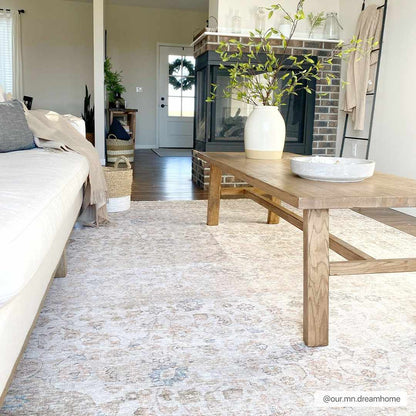 Washable Cream Area Rug - Soft Stylish Home Decor
