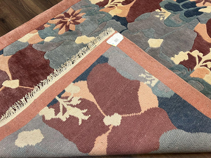 Modern Tibetan Rug Hand Knotted Wool Carpet 6x8 Multicolor Floral Abstract Pattern