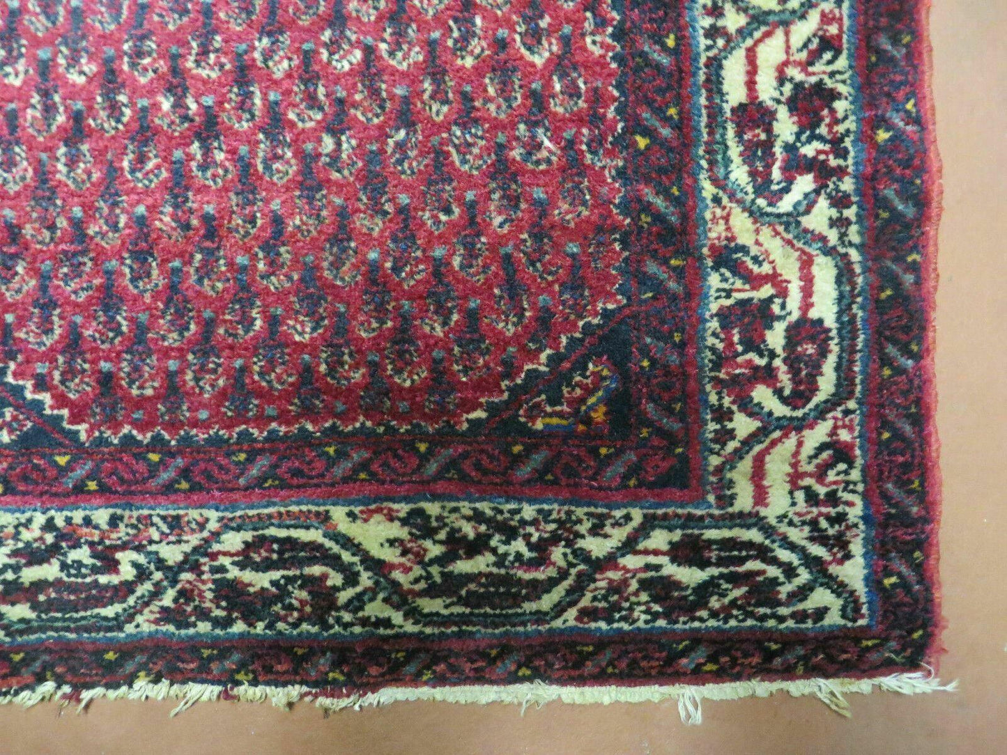 Indian Wool Rug Amritsar Vintage Handmade Red Paisley Design