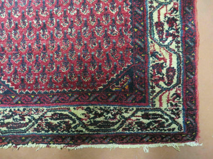 Indian Wool Rug Amritsar Vintage Handmade Red Paisley Design