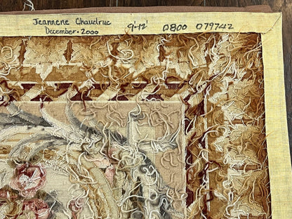 Aubusson Rug 9x12 Savonnerie Wool Floral Handmade European Area Rug