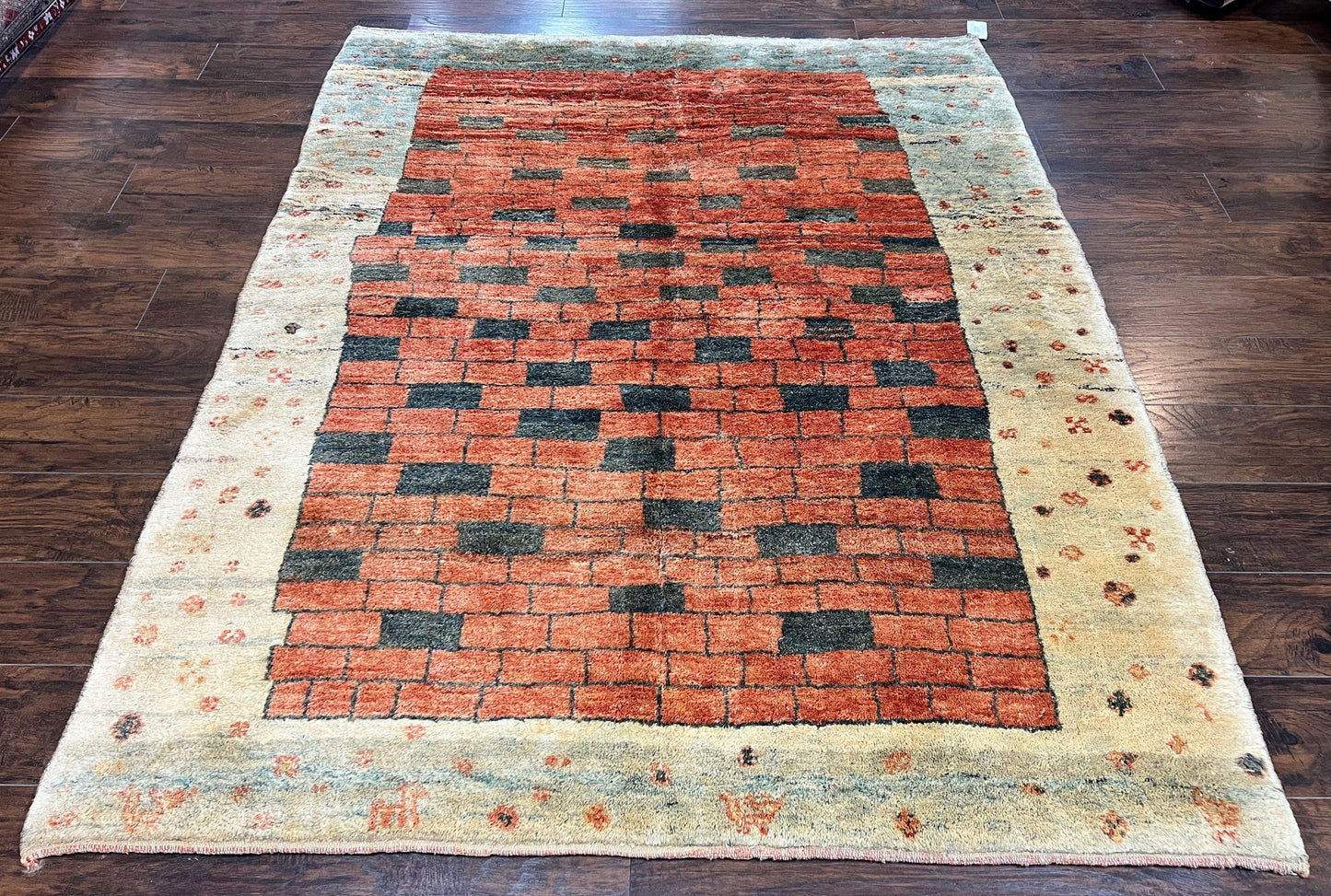 Persian Gabbeh Rug 6x8 ft, Wool Handmade Tribal Rug