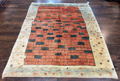 Persian Gabbeh Rug 6x8 ft, Wool Handmade Tribal Rug