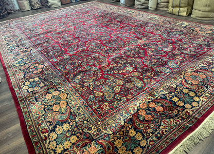 Antique Persian Sarouk Rug Palace Size 12x18 With Regal Floral Palmette