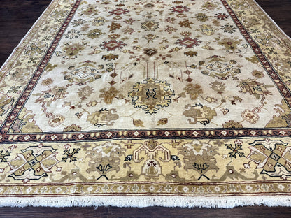 Turkish Oushak Rug 9x12 Hand Knotted Wool Carpet Vintage Oat Color