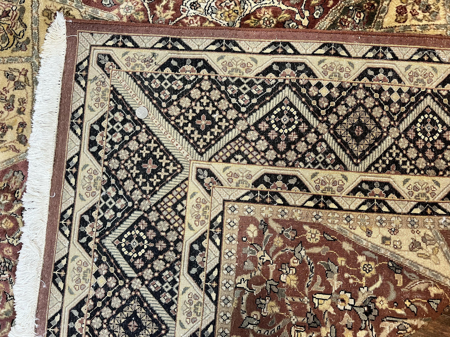 Indo Persian Rug 8x10, Dome Design, 210 KPSI, Handmade Vintage Wool Rug