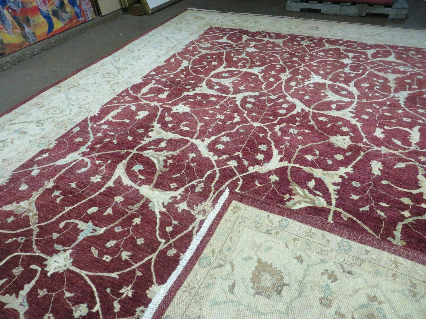 10' X 14' Vintage Handmade PESHAVAR CHOBI Pakistani Agra Wool Carpet Nice