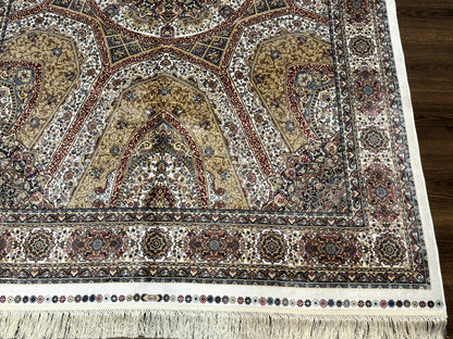 Turkish Silk Rug 5 By 7.6 Feet Dome Design Bamboo Silk Contemporary Area Rug