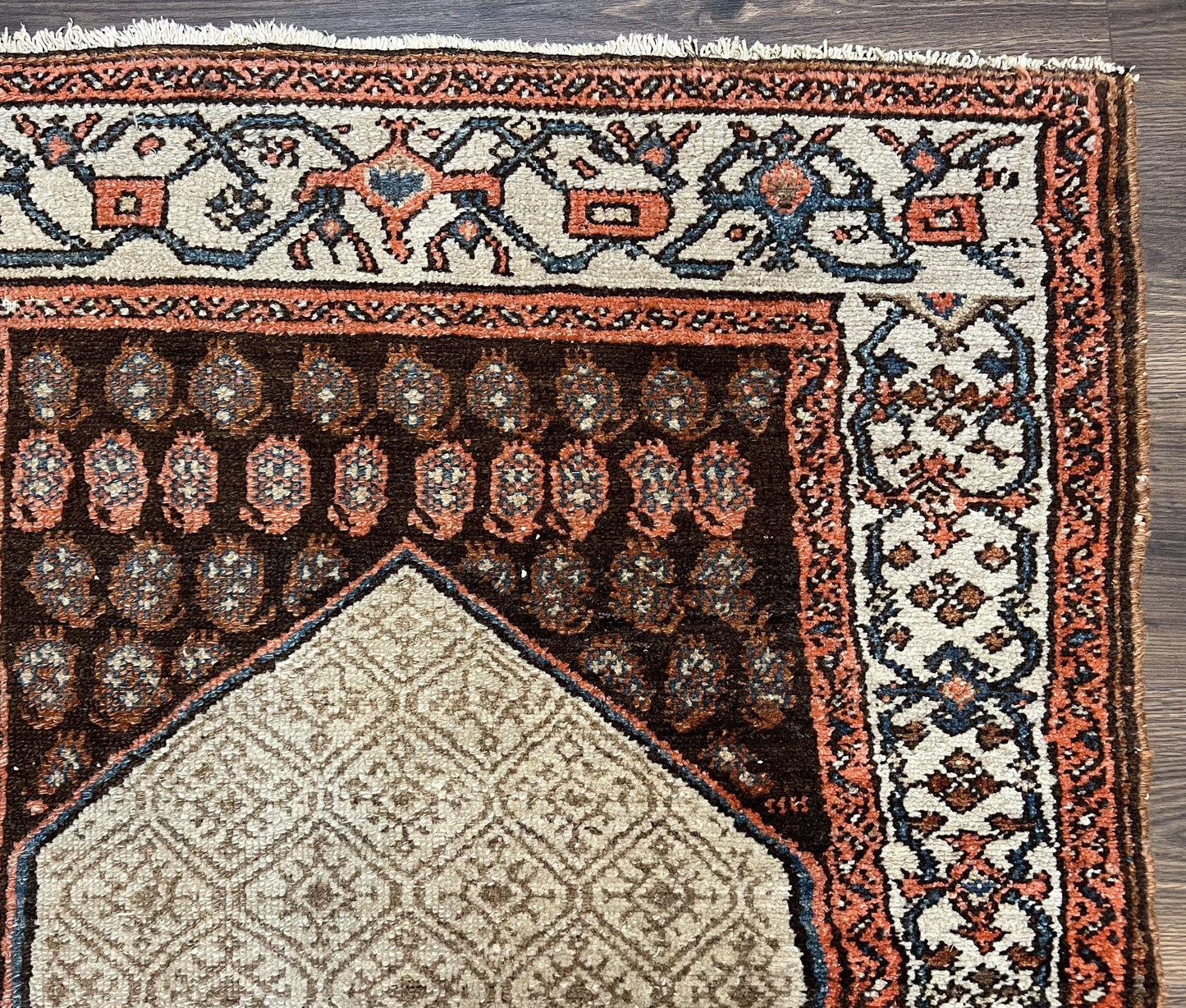 Rare Persian Tribal Runner Rug 3.5 x 10, Sarab Serab Kalegy Carpet, Antique 1920s Collectible Geometric Medallion Oriental Wool Runner, Hand Knotted, Camel Hair Color