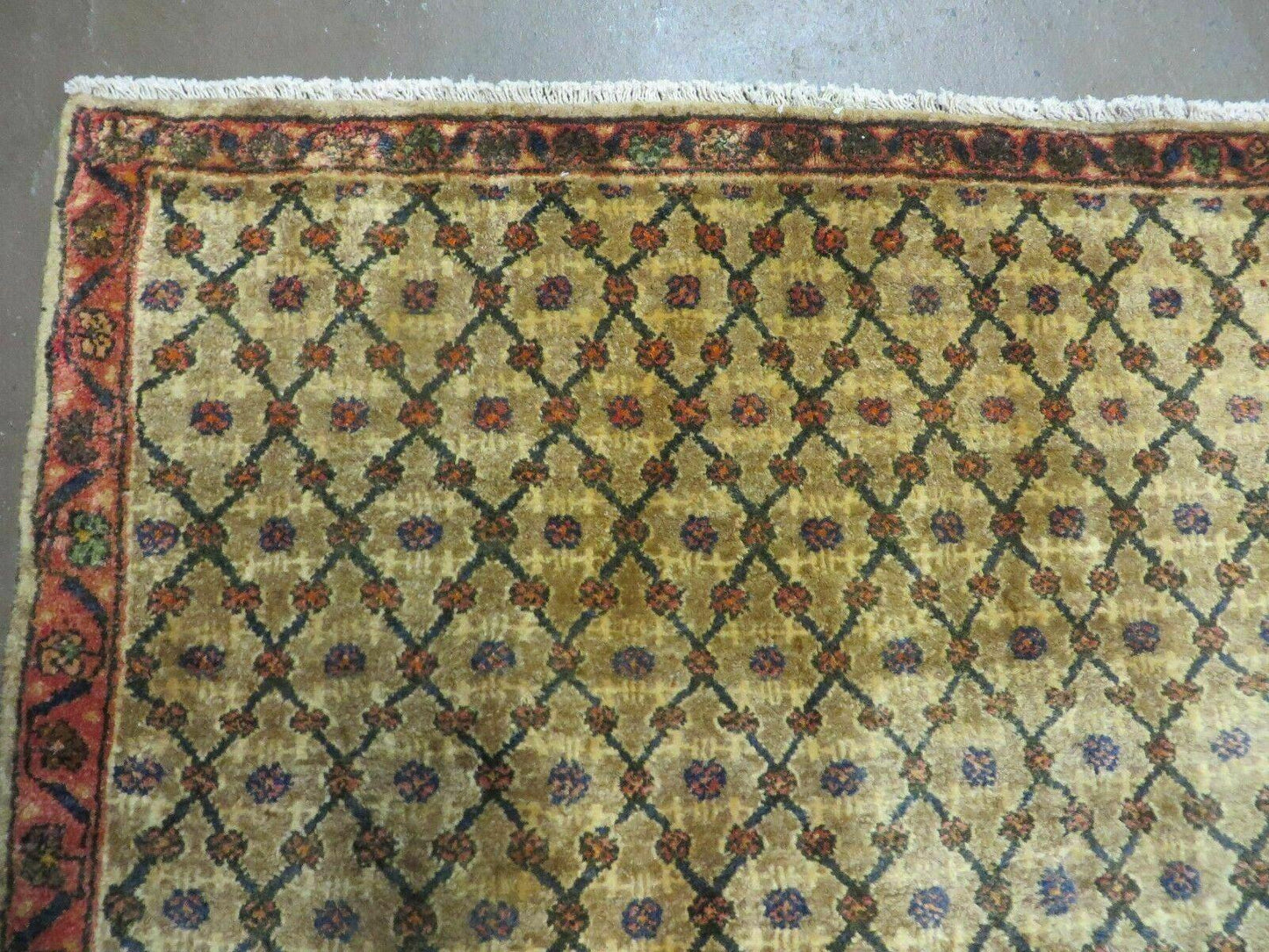 Antique Indian Handmade Wool Rug 4x6 Camel Hair Color 1900s Era