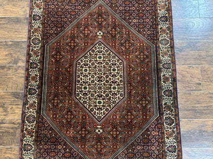 Persian Bidjar Rug 4x5 Hand Knotted Wool Herati Pattern Fine 290 KPSI