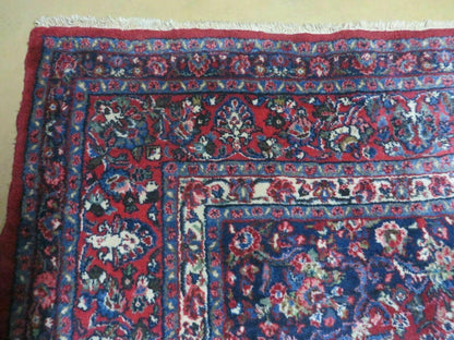 Persian Sarouk Rug 9x12 Hand Knotted Wool Antique Oriental Carpet With Vegetable Dyes
