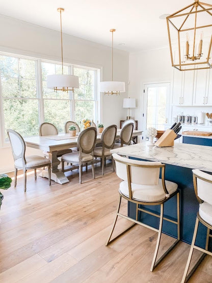 Herringbone Dining Table In Solid Wood With Custom Finish And Distressing Options