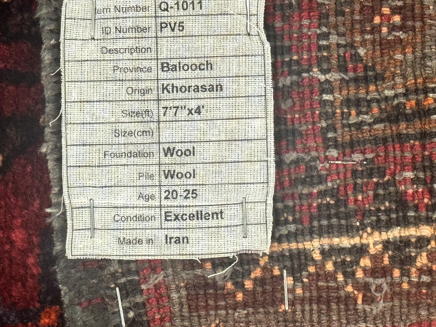 Persian Turkoman Tribal Rug 4x8, Handmade Vintage Wool Carpet, Red, Bohemian Rug