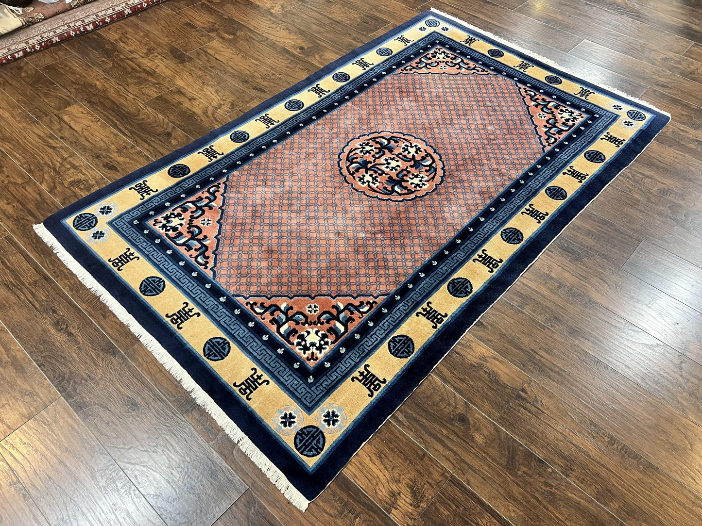 Peking Rug 5x8 Vintage Handmade Wool Pile Chinese Art Deco Oriental Carpet