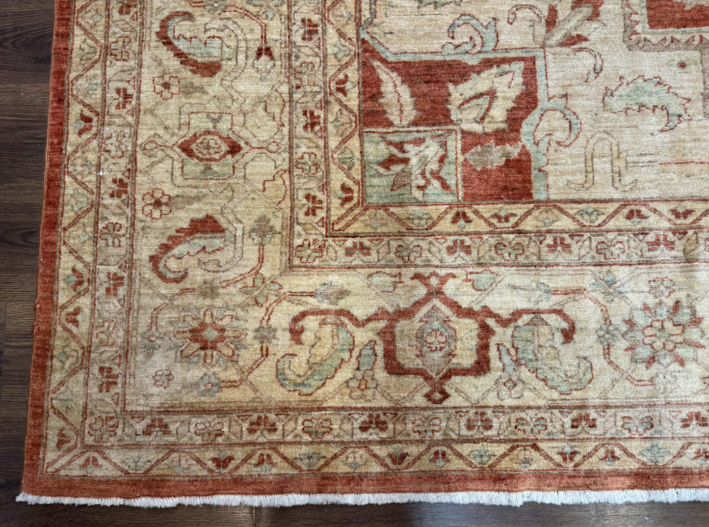 Turkish Heriz Serapi Rug 9x13 Geometric Medallion Hand Knotted Wool Vintage Area Rug