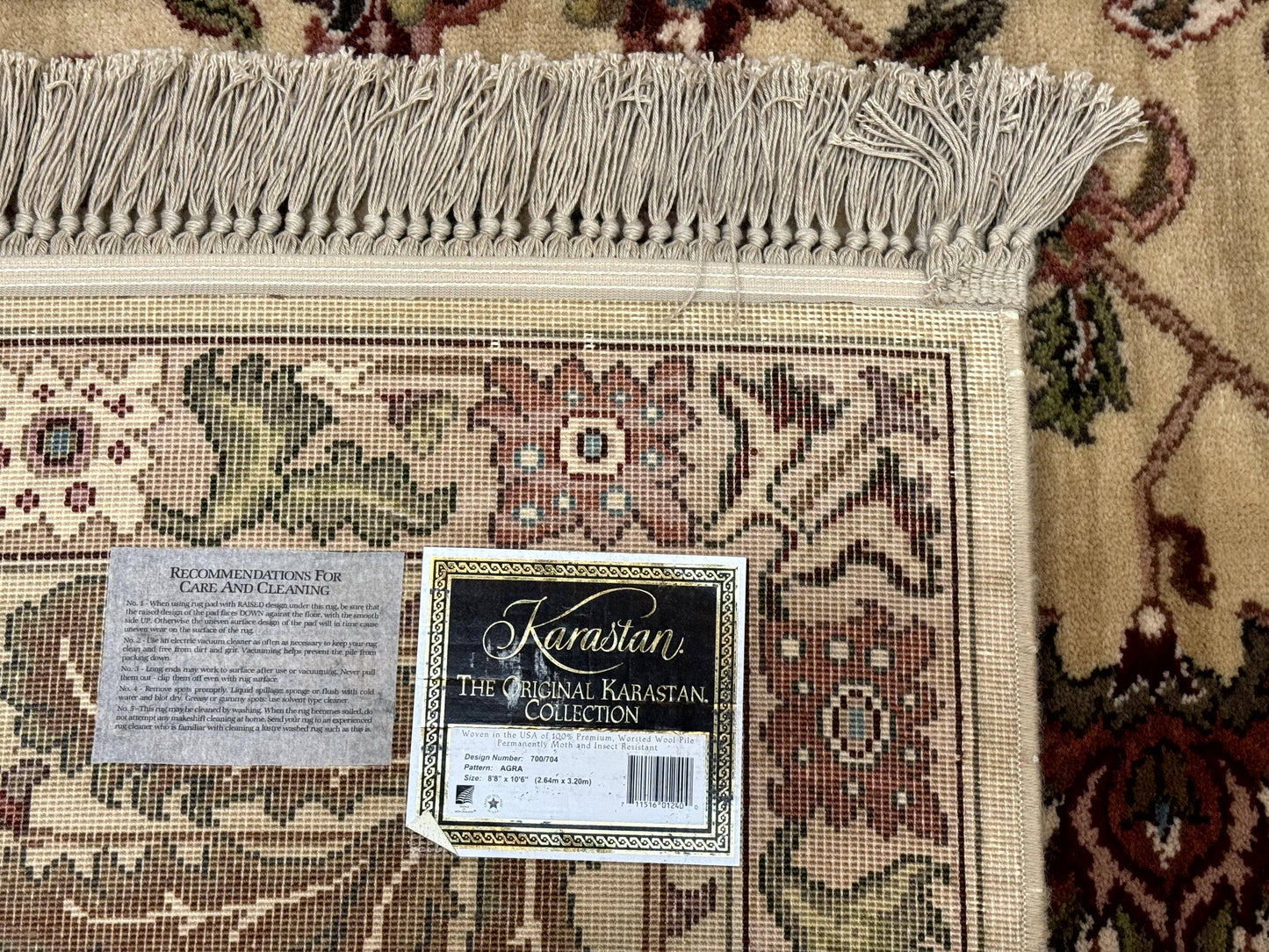 Karastan Agra Rug Wool Pile Vintage 8.8 x 10.6 Rare 700 Series Discontinued