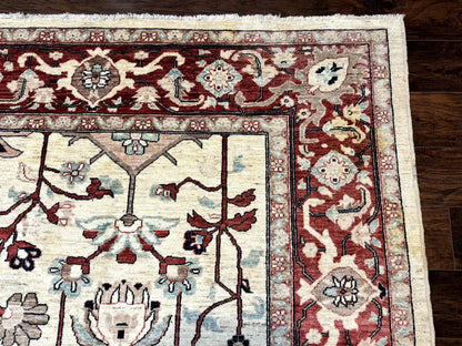 Peshawar Rug 10x14 Beige And Rust Red Hand Knotted Wool Pakistani Rug