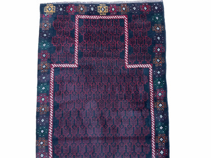 Baluchi Rug Vintage Handmade Afghan Wool Hand Knotted 3x5 Tribal Carpet