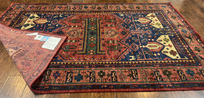 Heriz Rug Persian Tribal Design Hand Knotted Wool 6x9 Vintage