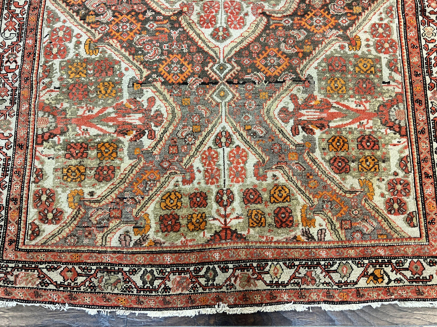 Wonderful Antique Persian Malayer Rug 4x6, Wool Hand Knotted Authentic Oriental Carpet, Very Fine