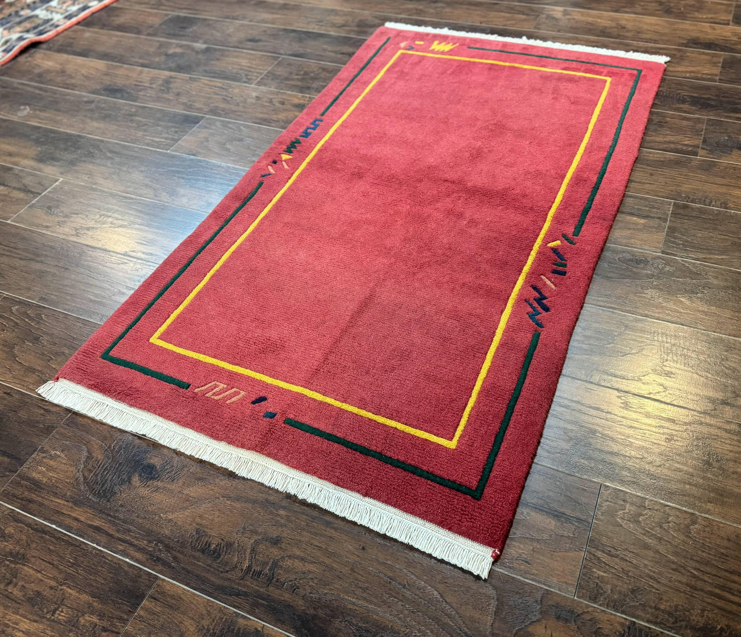 Indo Persian Gabbeh Rug 3x5 Red Handmade Wool Vintage Area Rug