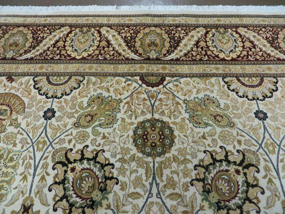 Vintage Handmade Wool Rug Pakistani Floral Design 9 By 12 Feet Vegetable Dye