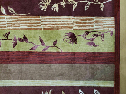 Tibetan Wool Rug Hand Knotted 8x11 Floral Design Modern Contemporary Decor