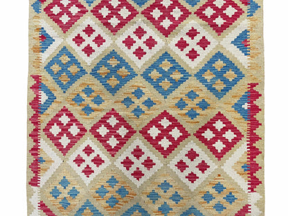 Kilim Rug 3x5 Multicolor Tribal Turkish Anatolian Wool Flatweave Area Rug