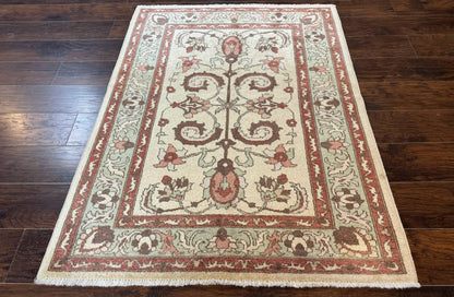 Indo Mahal Rug 4 x 5.6, Indian Handmade Wool Area Rug