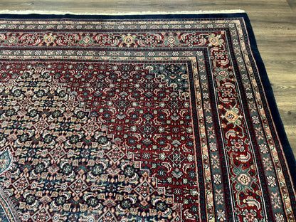 Indo Persian Bidjar Rug 9x12 Wool Handmade Carpet Dark Blue