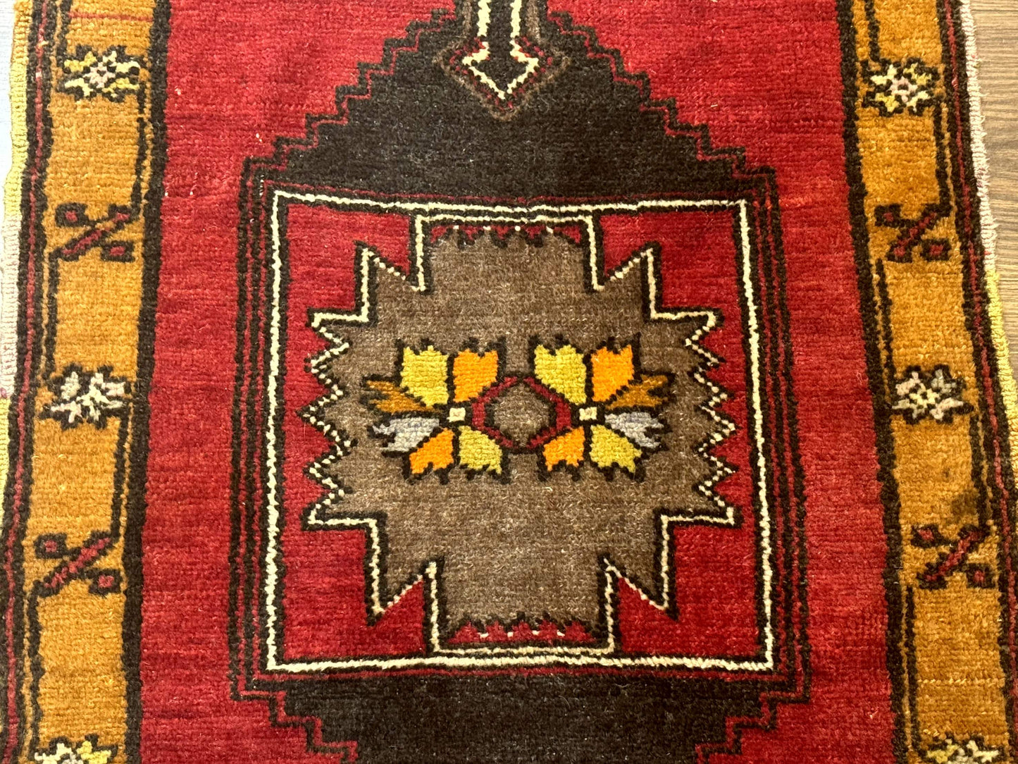 Turkish Yastik Rug 2x3 Geometric Medallion Hand Knotted Wool Red