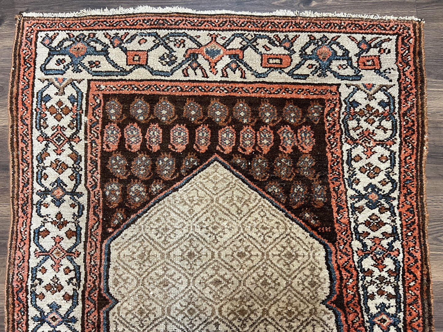 Rare Persian Tribal Runner Rug 3.5 x 10, Sarab Serab Kalegy Carpet, Antique 1920s Collectible Geometric Medallion Oriental Wool Runner, Hand Knotted, Camel Hair Color
