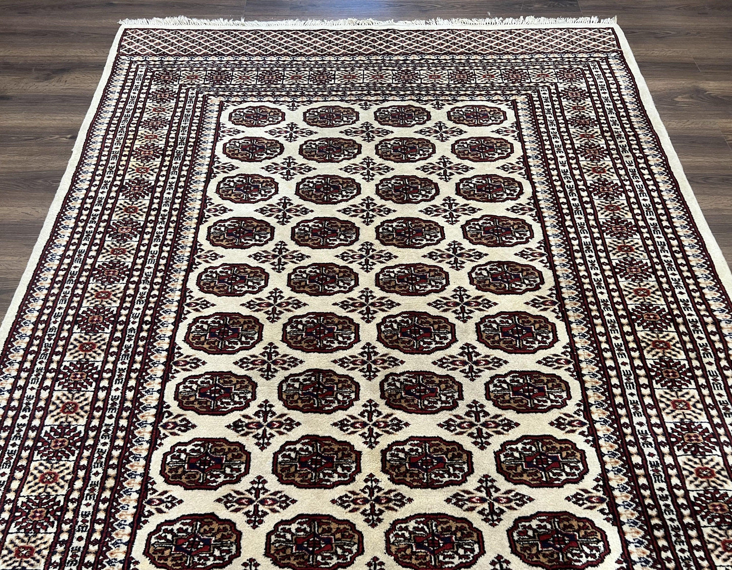 Pakistani Turkoman Rug 6x9 Hand Knotted Wool Oriental Carpet Yamud Bohemian Bokhara Rug