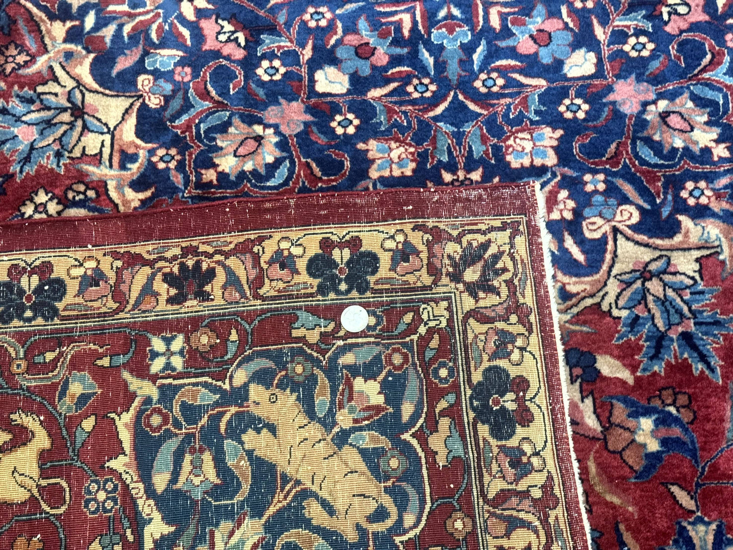 Antique Indo Persian Kerman Rug 9x12 Hand Knotted Wool Tree Of Life Floral Medallion