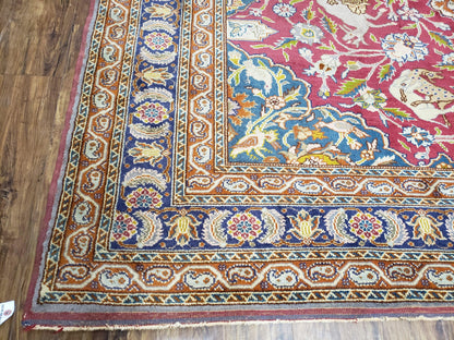 Turkish Sivas Area Rug Hand Knotted 8x11 Vintage Red Wool Oriental Carpet