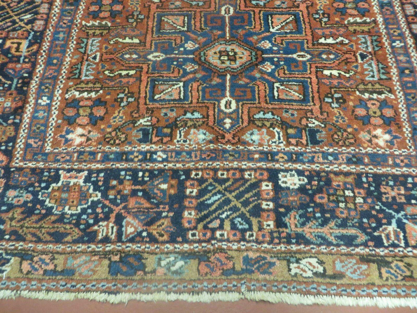 Persian Karajeh Rug 5x6 Antique Geometric Medallion Hand Knotted Wool Carpet
