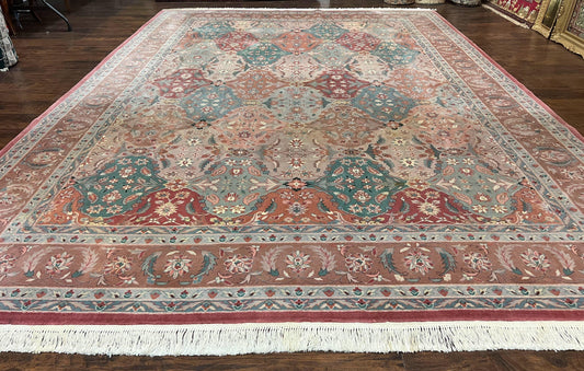 Sino Persian Wool Rug 10x14 Vintage Hand Knotted Multicolor Panel Design