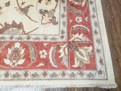 Peshawar Hand Knotted Wool Rug 9x12 Vintage 1990s One Of A Kind Garden Floral