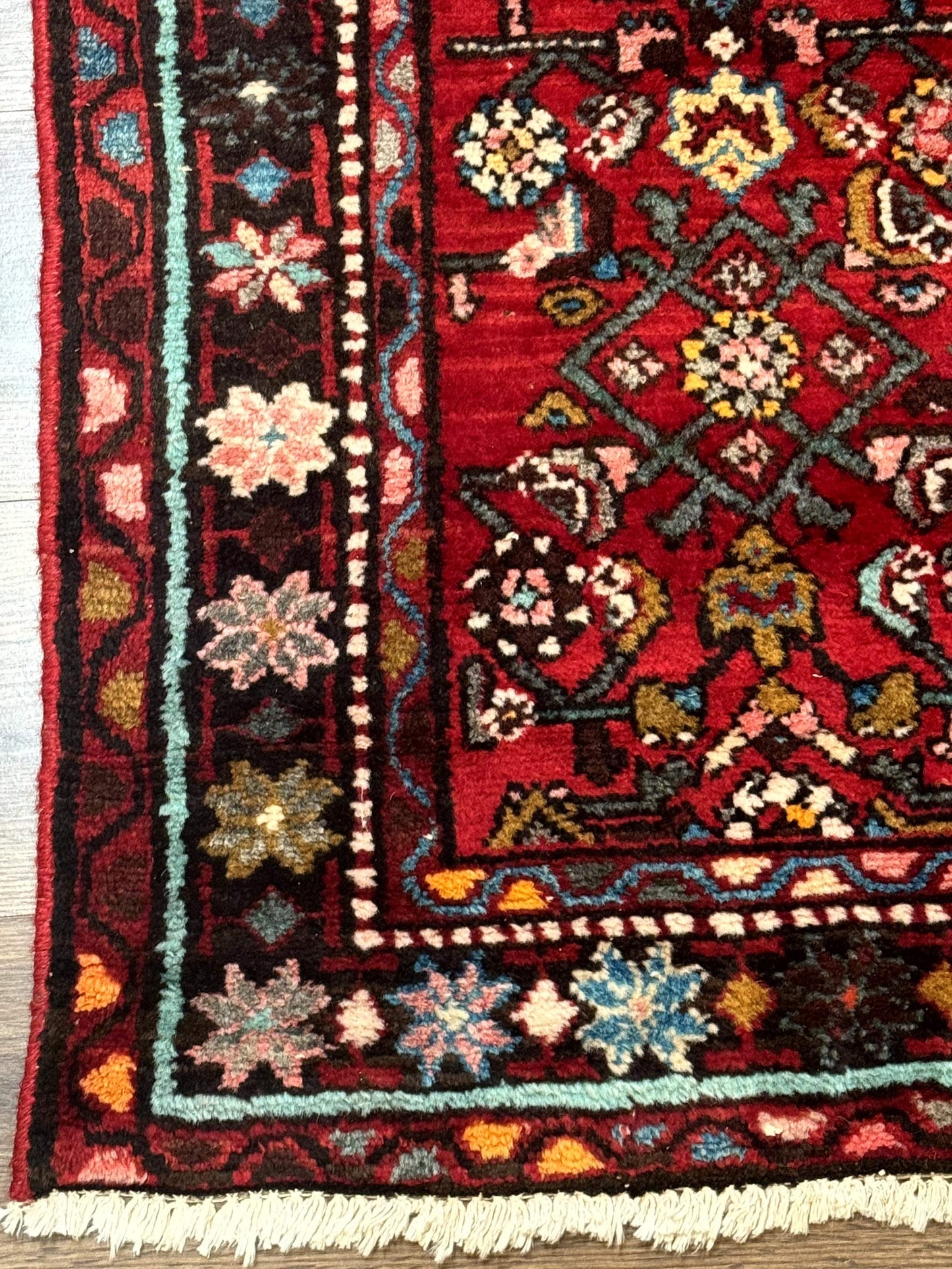 Red Persian Rug 4x7, Village Rug, Wool Vintage Carpet
