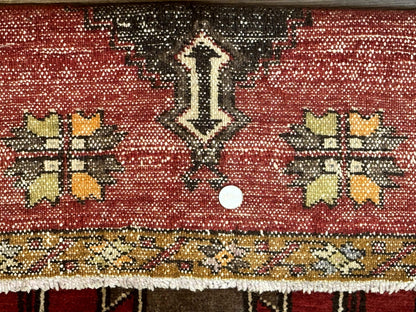 Turkish Yastik Rug 2x3 Geometric Medallion Hand Knotted Wool Red